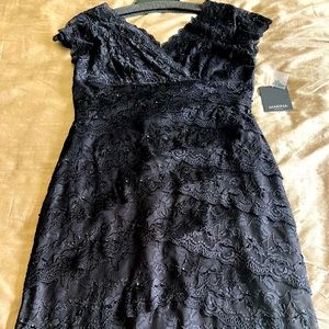 Marina black lace beaded dress new with tags 14 P
